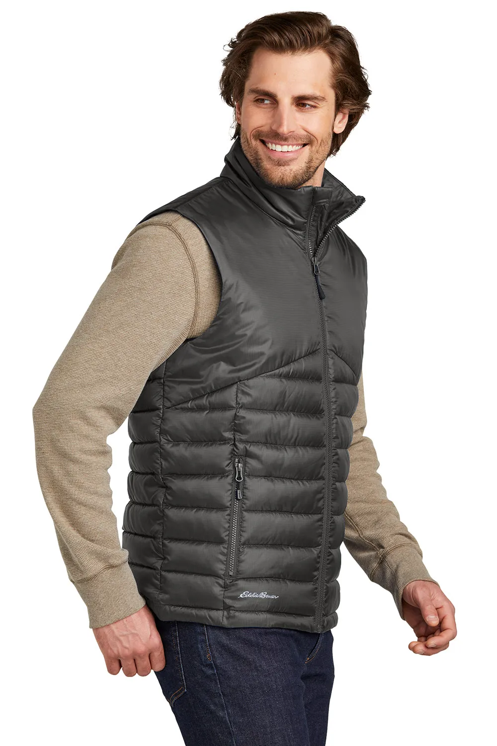 Eddie Bauer Mens Water Resistant Quilted Full Zip Vest - Iron Gate Grey