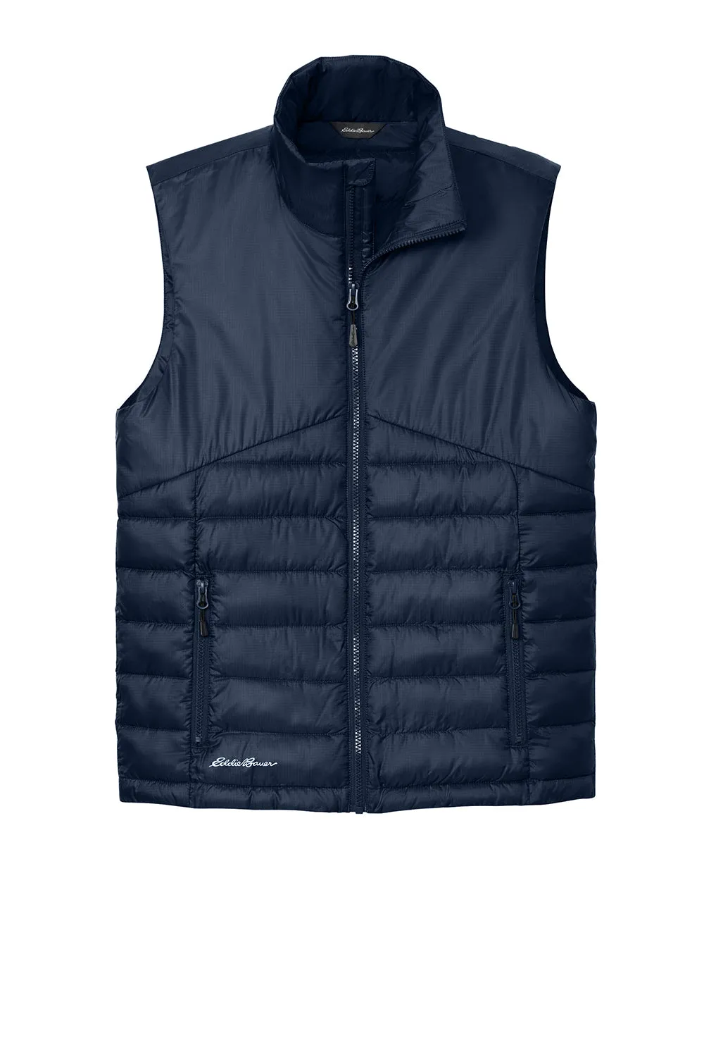 Eddie Bauer Mens Water Resistant Quilted Full Zip Vest - River Navy Blue