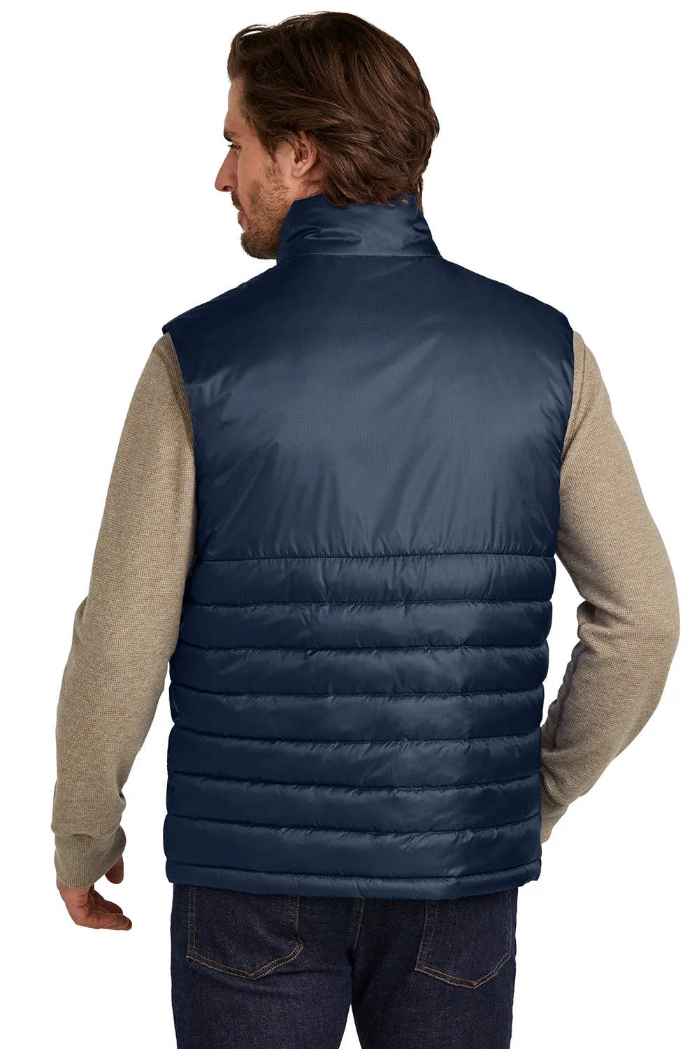 Eddie Bauer Mens Water Resistant Quilted Full Zip Vest - River Navy Blue