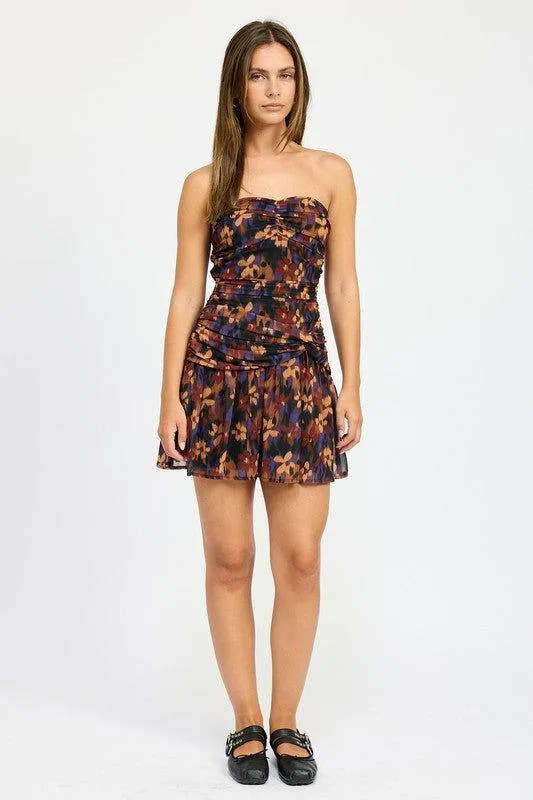 Emory Park Floral Ruched Mini Dress