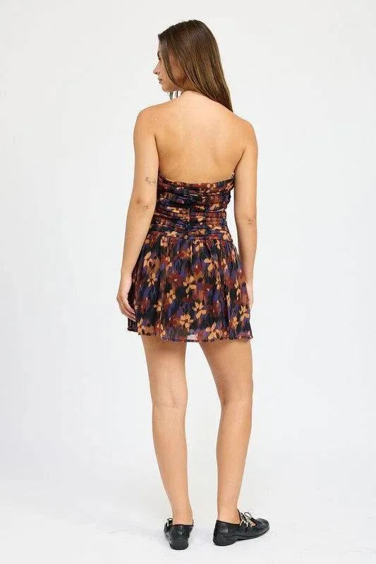 Emory Park Floral Ruched Mini Dress