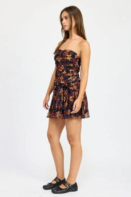 Emory Park Floral Ruched Mini Dress