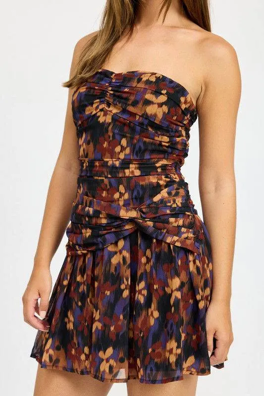 Emory Park Floral Ruched Mini Dress