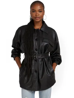 Faux-Leather Tunic Shacket