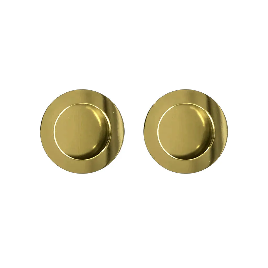 Four Pairs of Anniston 50mm Sliding Door Round Flush Pulls - Polished Gold Finish