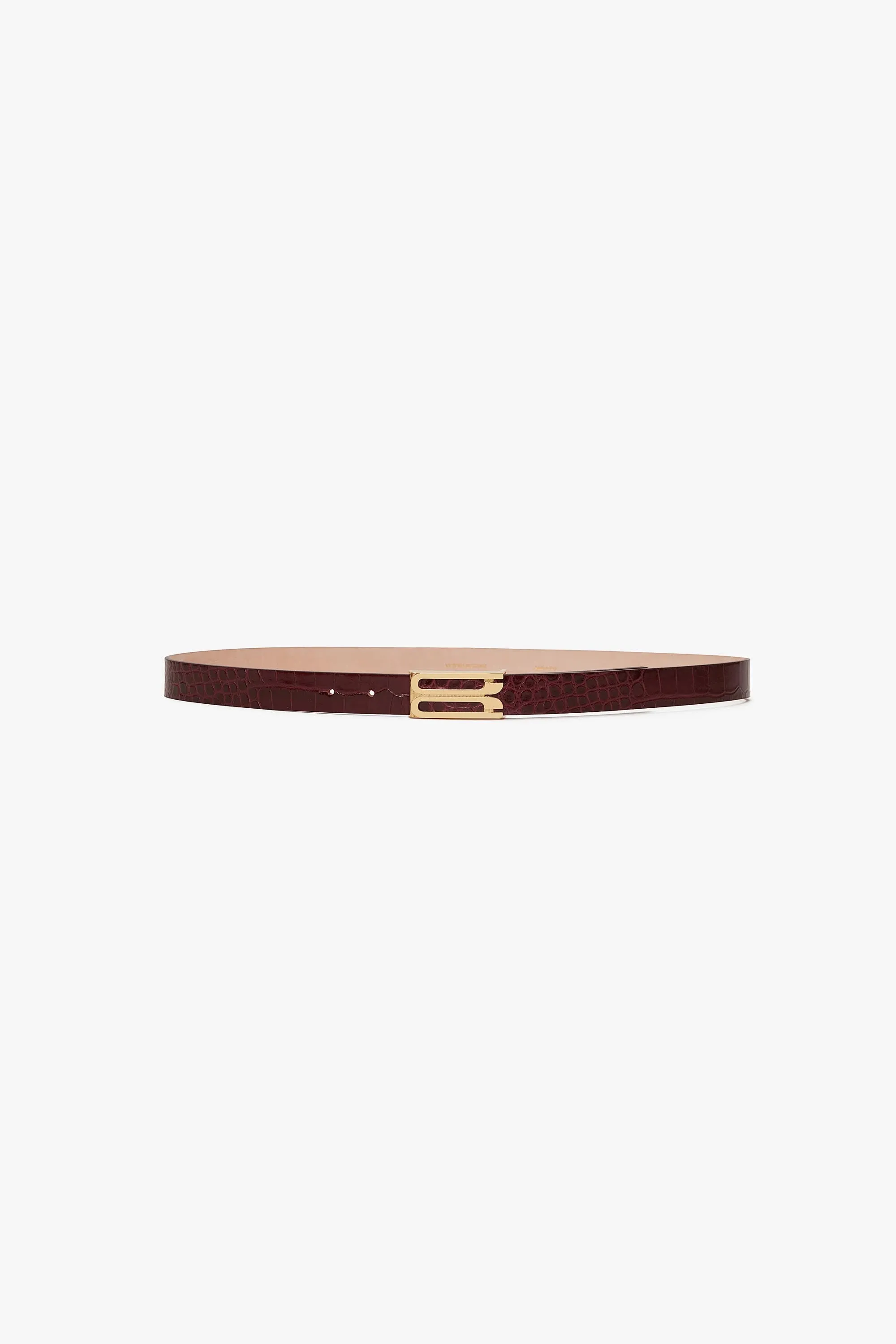 Frame Belt In Burgundy Croc Embossed Calf Leather