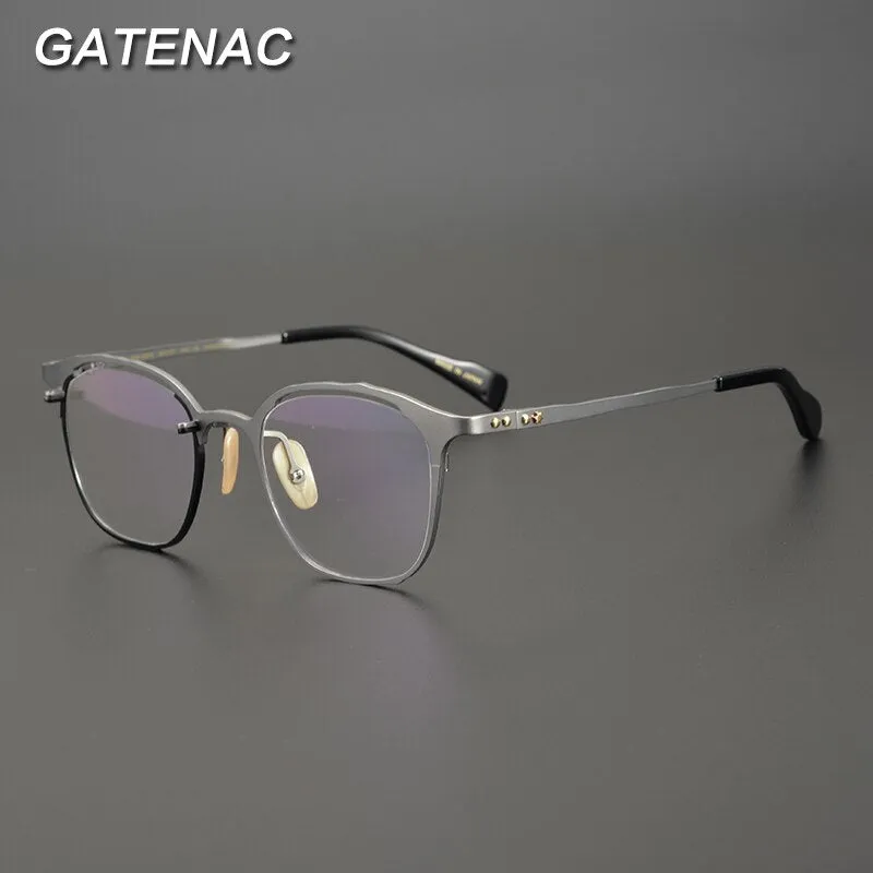 Gatenac Unisex Full Rim Square Titanium Eyeglasses Gxyj870