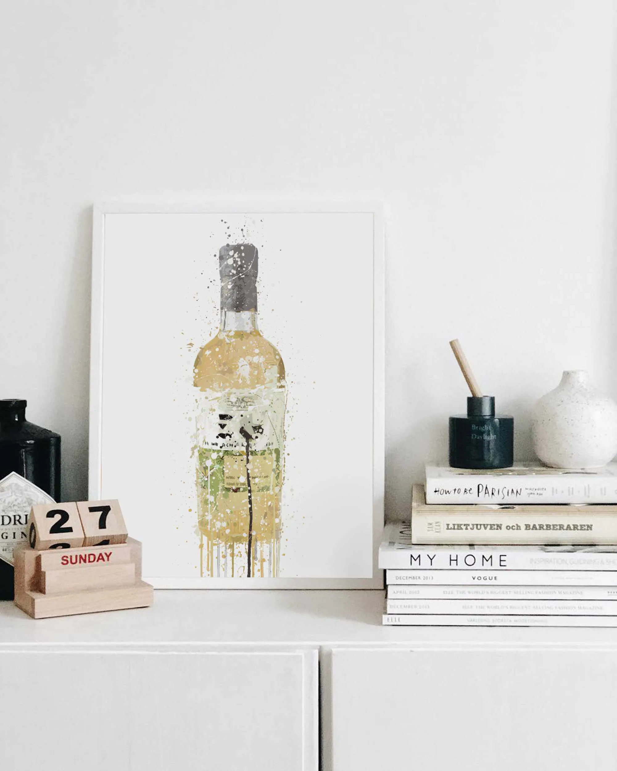 Gin Bottle Wall Art Print 'Meadow'