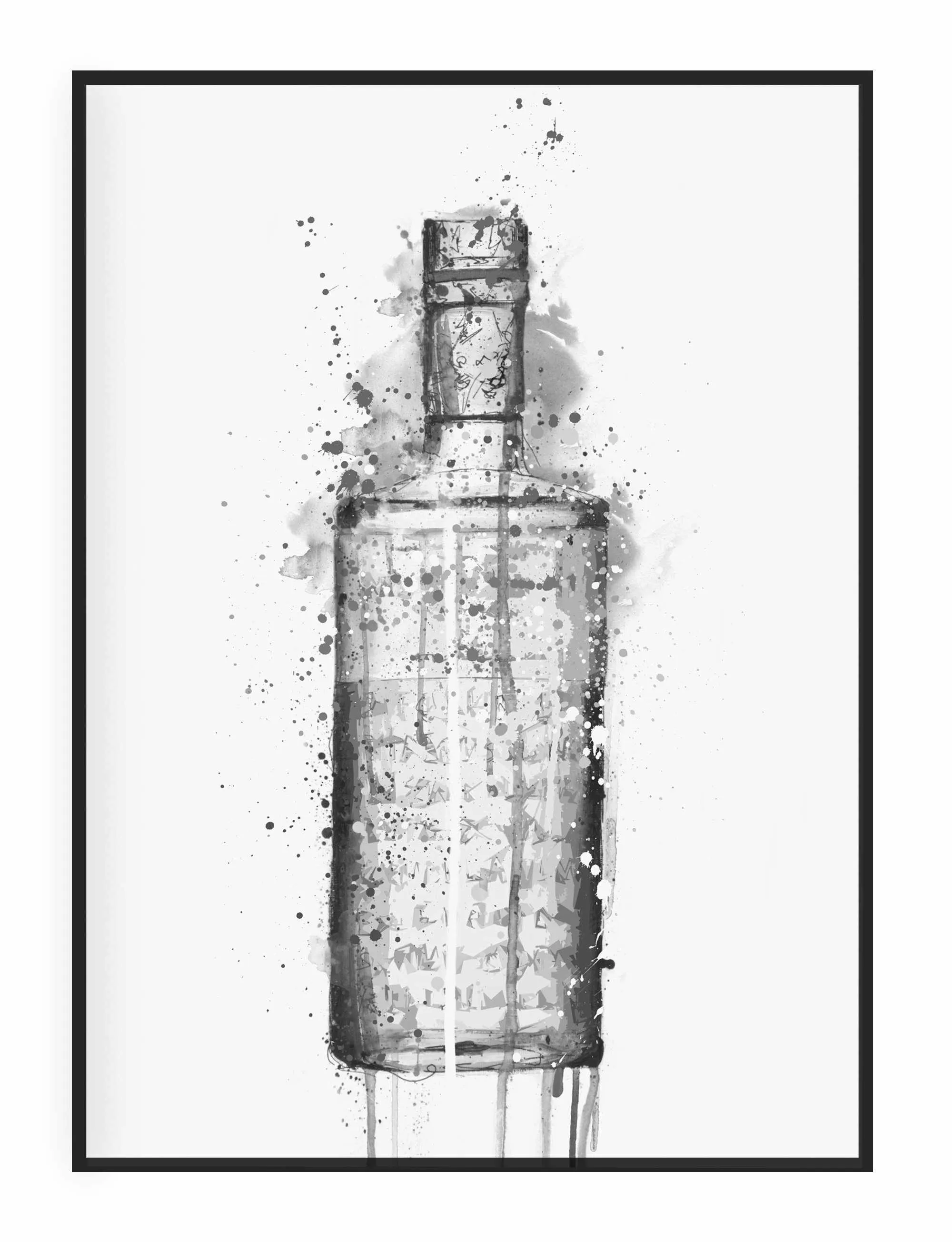 Gin Bottle Wall Art 'Steel Grey' (Grey Edition)