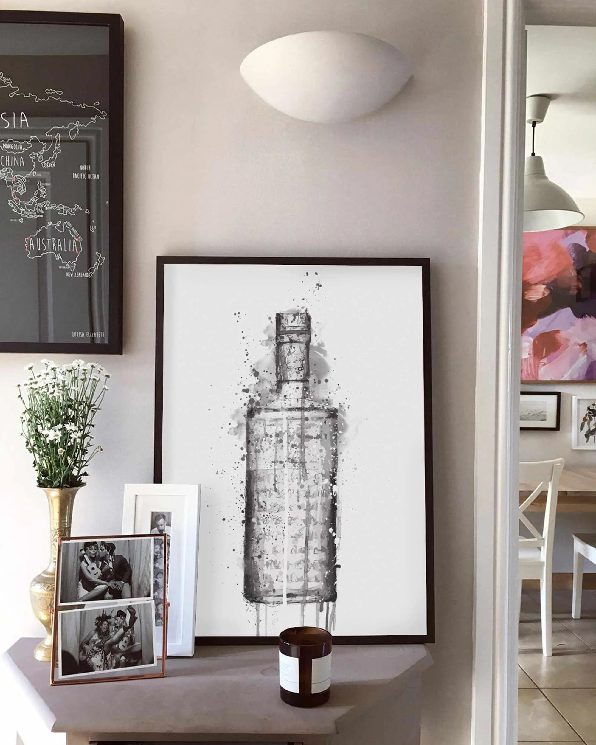 Gin Bottle Wall Art 'Steel Grey' (Grey Edition)