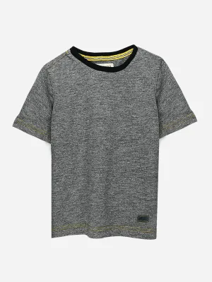 Grey Short Sleeves Marl Casual T-Shirt