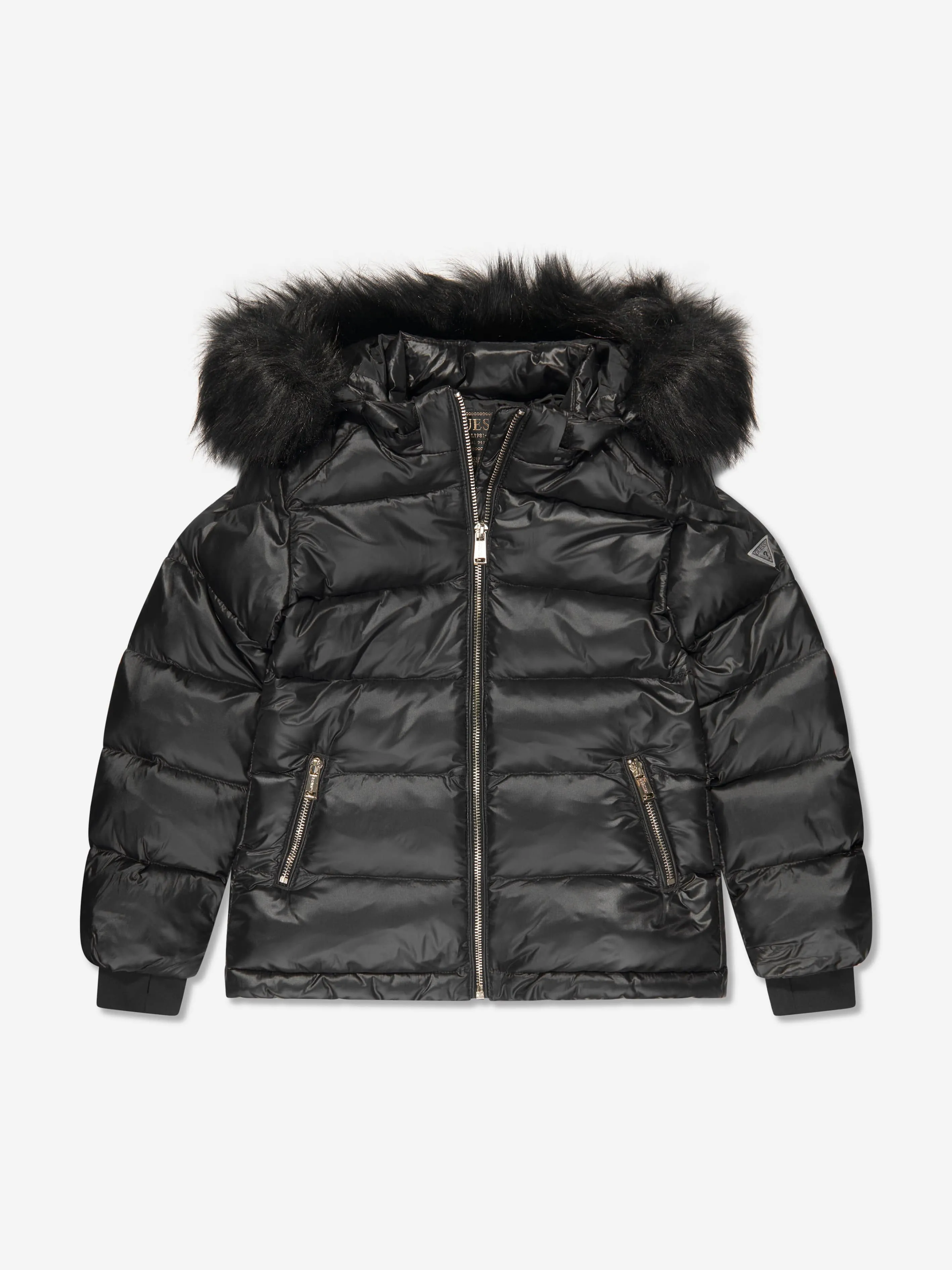 Guess Girls Down Padded Puffer Jacket in Black