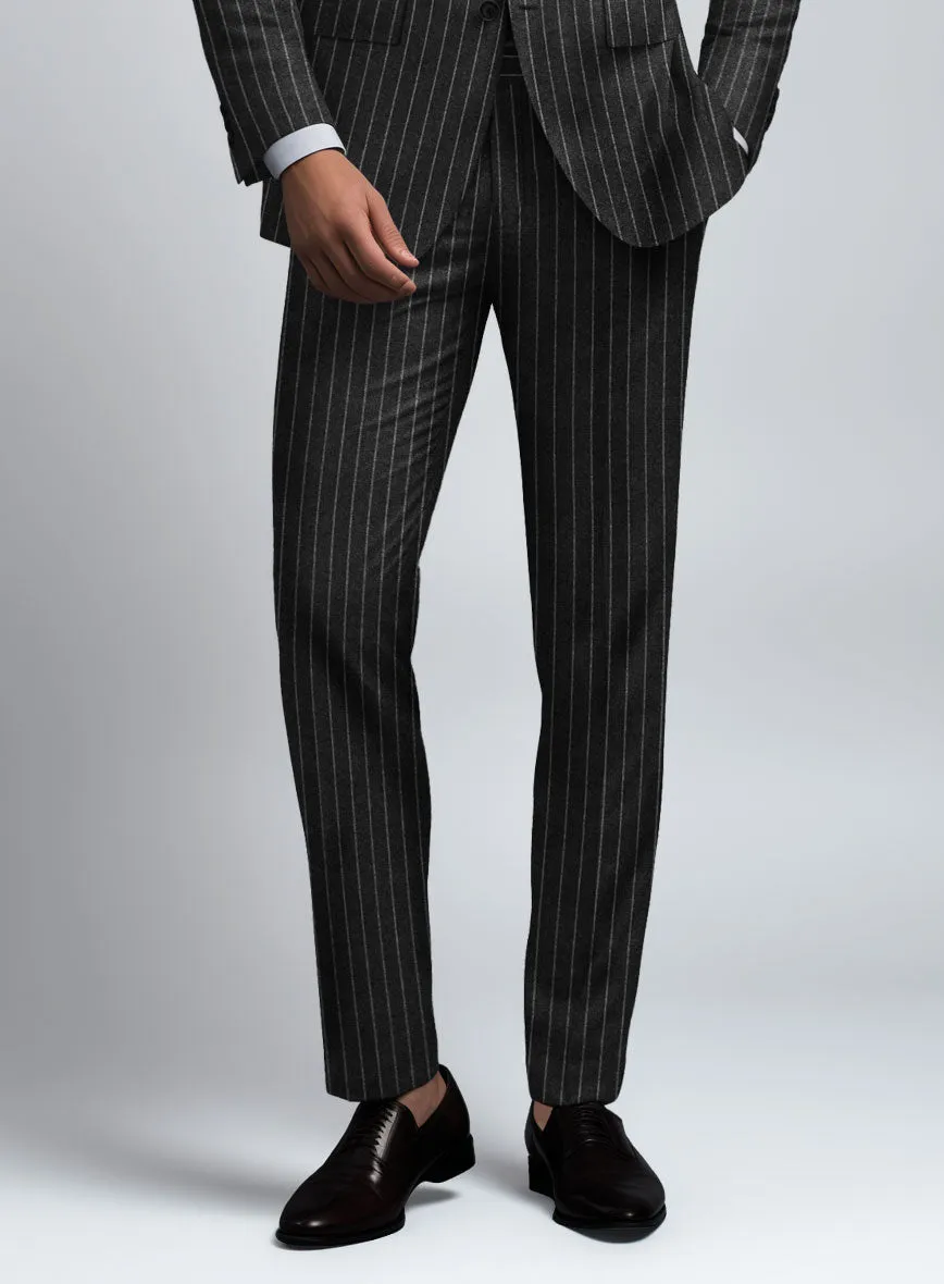 Hardy Minnis Charcoal Rope Stripe Wool Pants