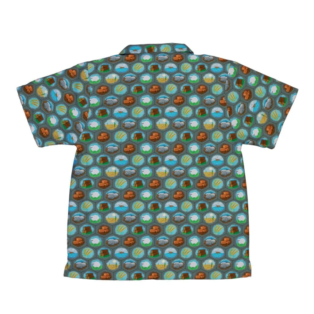 Hexagon Tile Game Symbols Youth Hawaiian Shirt