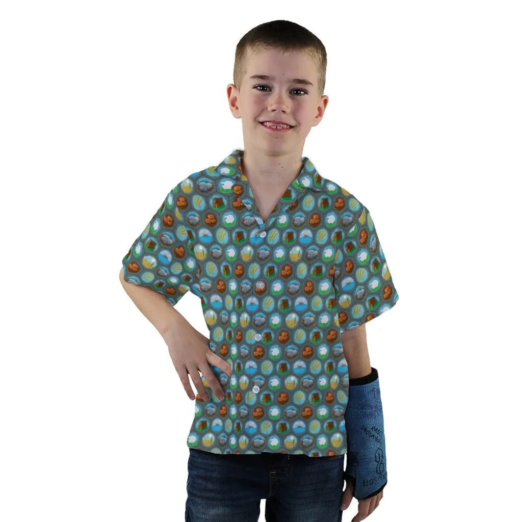 Hexagon Tile Game Symbols Youth Hawaiian Shirt