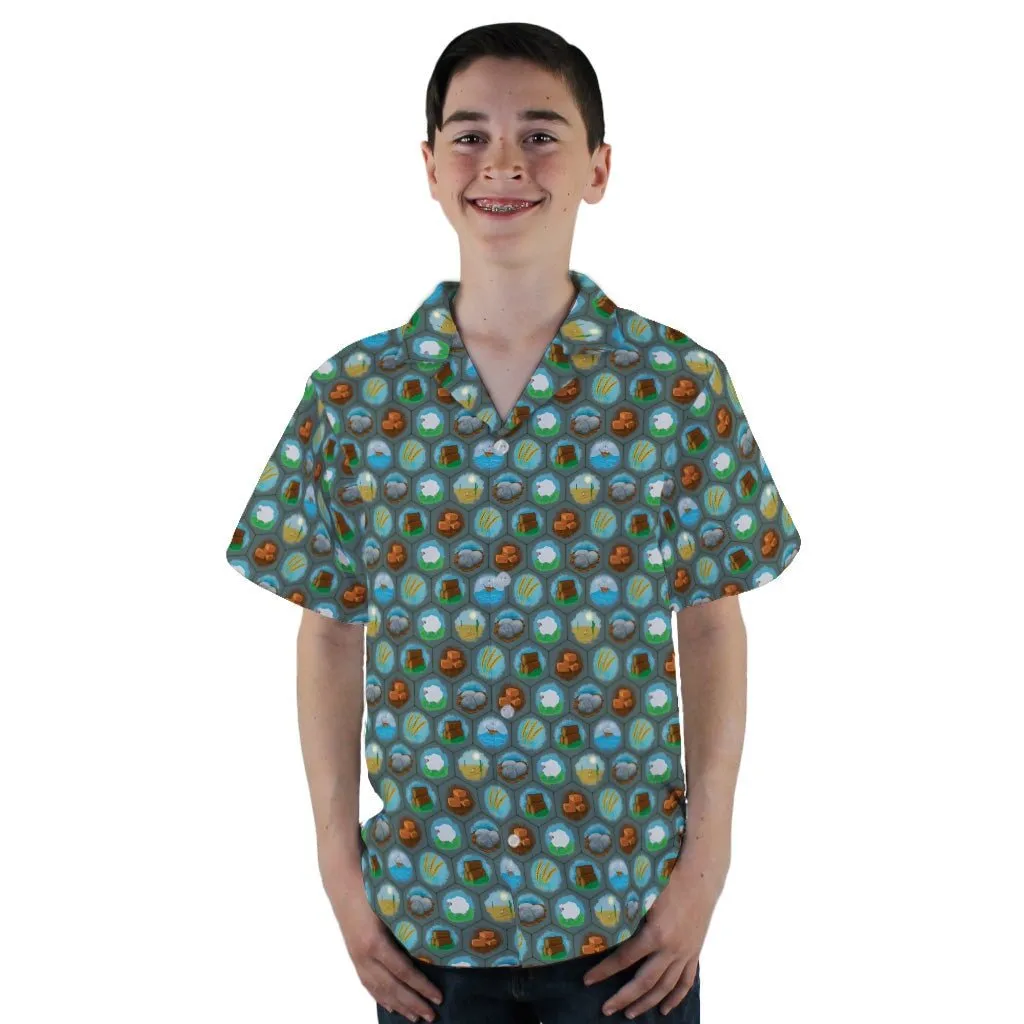 Hexagon Tile Game Symbols Youth Hawaiian Shirt