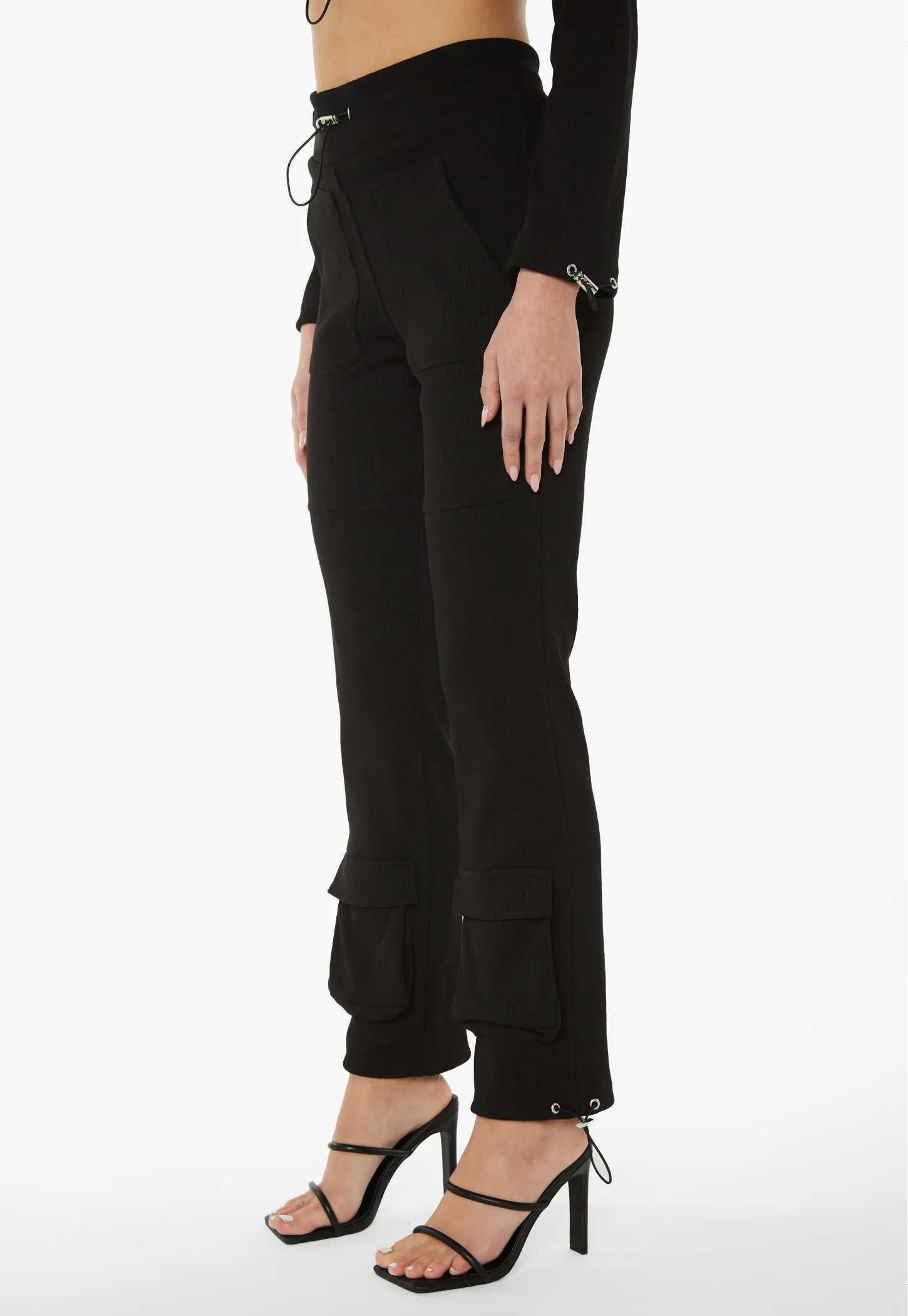 High Waisted Heavy Ribbed Leggings - Black