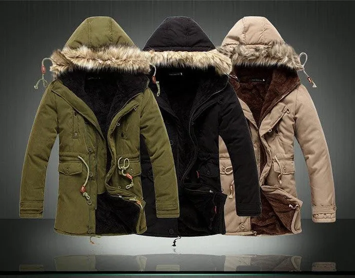 Hot Sale Men's Solid Comforatble Causal Long Warm Coat Male Fashion Padded Hooded Winter Wear Thick Coat