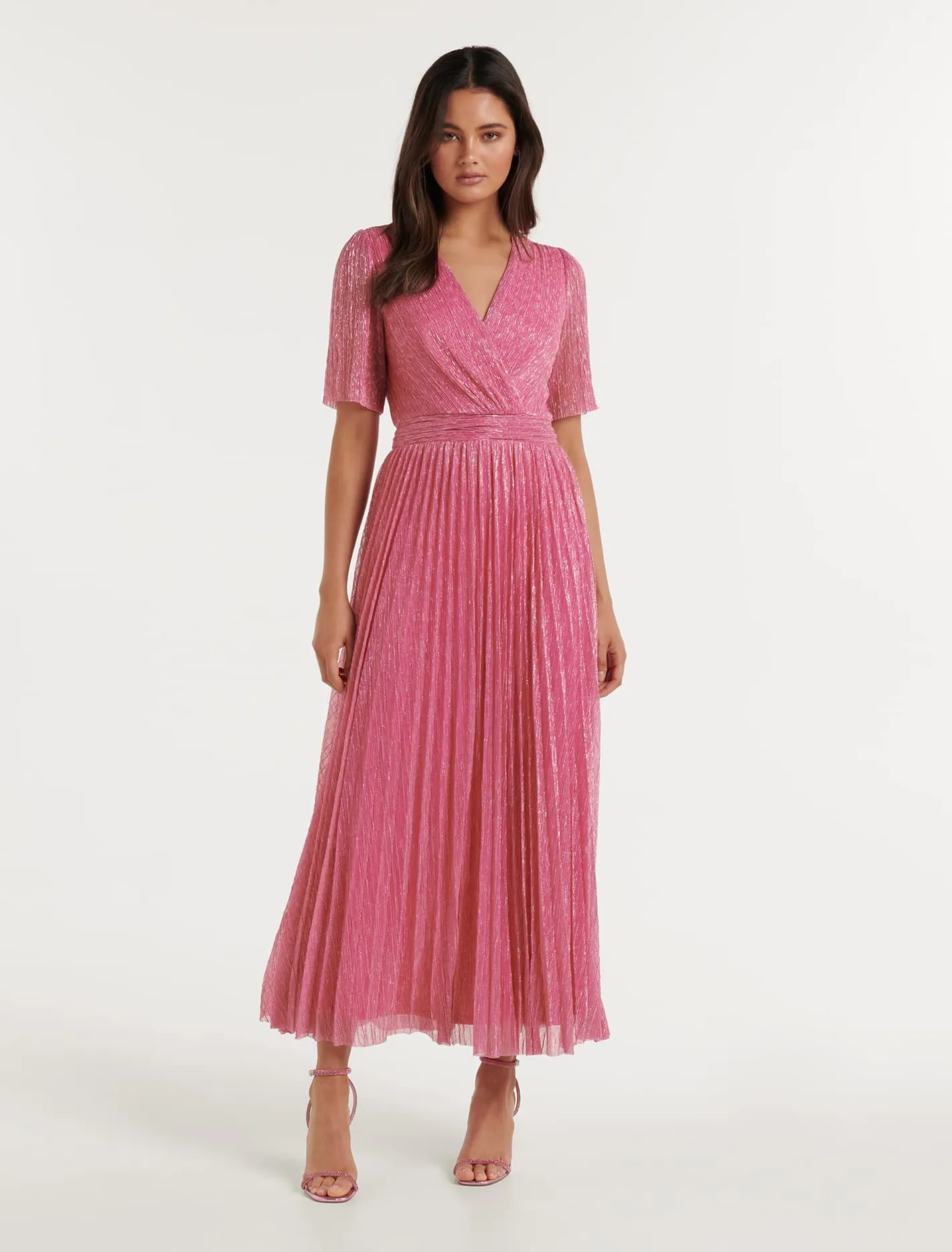 Isabella Wrap Plisse Midi Dress