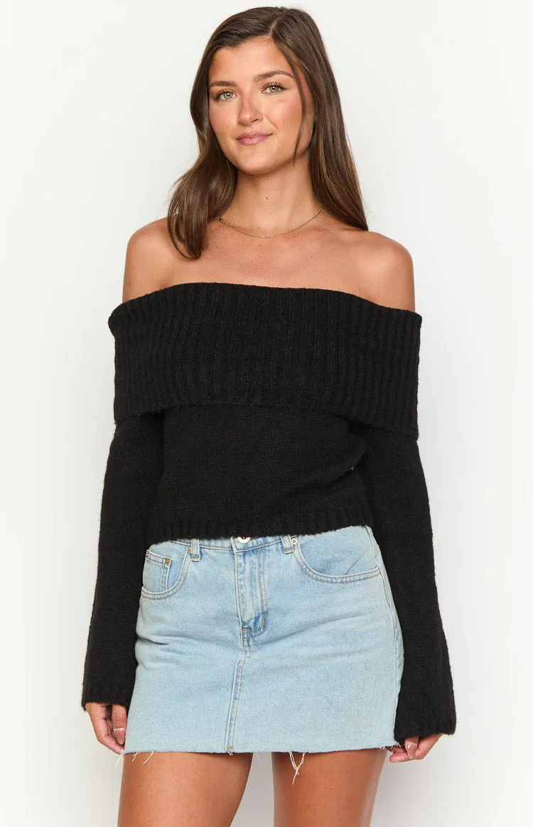 Joey Black Off Shoulder Sweater