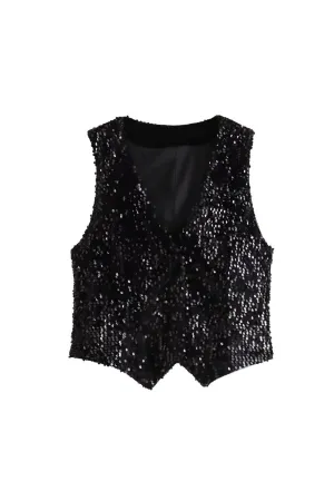 'Kaitlyn' Sequined Fitted Vest