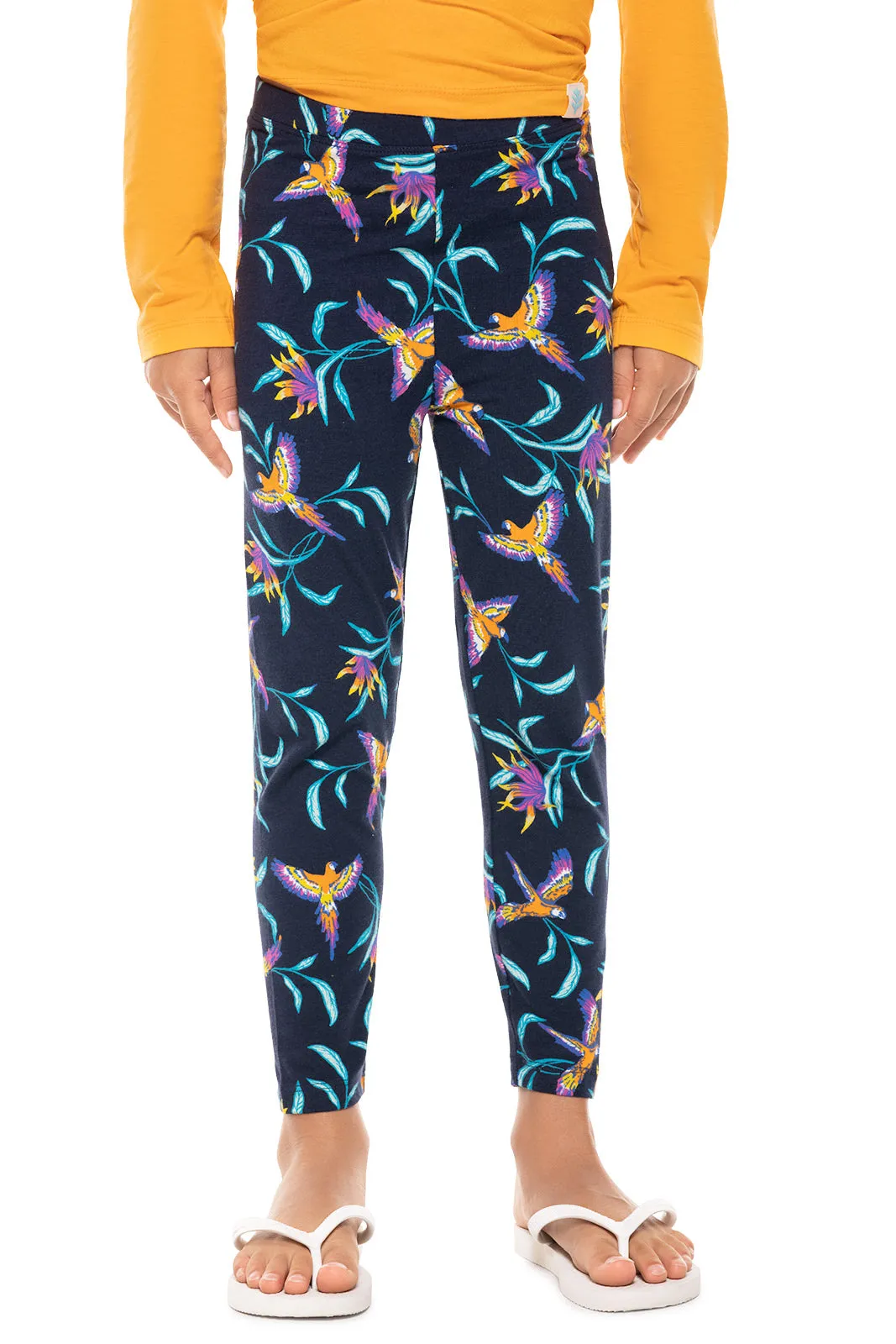 Kid's Monterey Summer Leggings  |  Navy Birds of Paradise