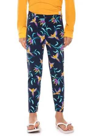 Kid's Monterey Summer Leggings  |  Navy Birds of Paradise