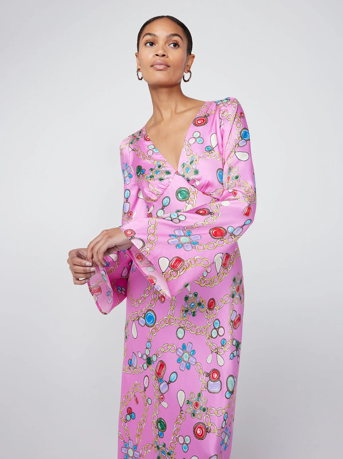 Libby Pink Chain Print Maxi Dress