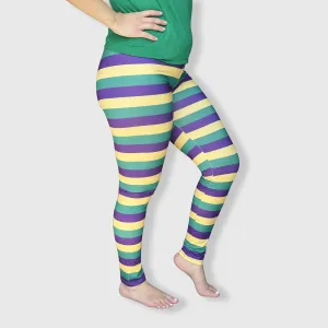 Mardi Gras Striped Leggings