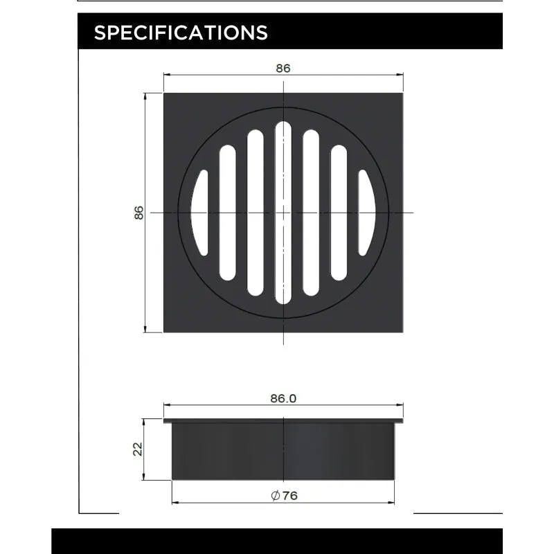 Meir Square Floor Grate Shower Drain 80mm Outlet - Lustre Bronze