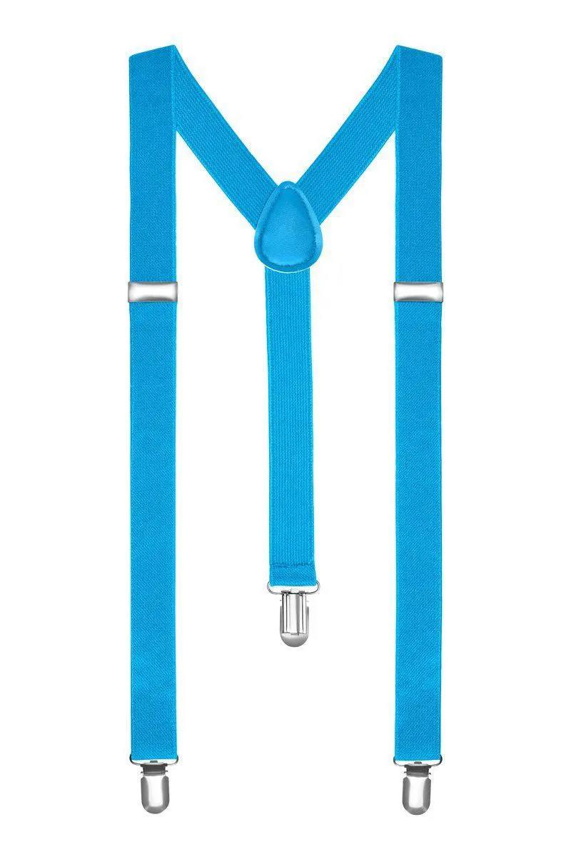 Men’s Adjustable Plain Slim Braces 2.5 Cm Wide Trouser Suspenders Clip on Fancy Dress