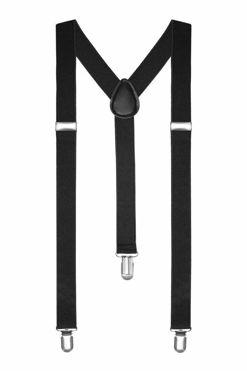 Men’s Adjustable Plain Slim Braces 2.5 Cm Wide Trouser Suspenders Clip on Fancy Dress