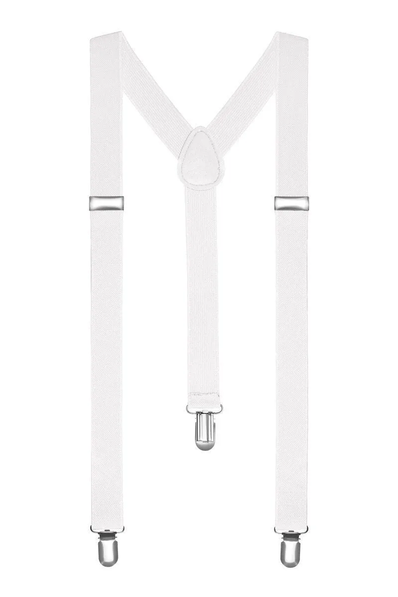 Men’s Adjustable Plain Slim Braces 2.5 Cm Wide Trouser Suspenders Clip on Fancy Dress