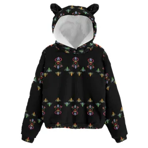 Metis Corn Mother Kid’s Borg Fleece Hoodie With Ear