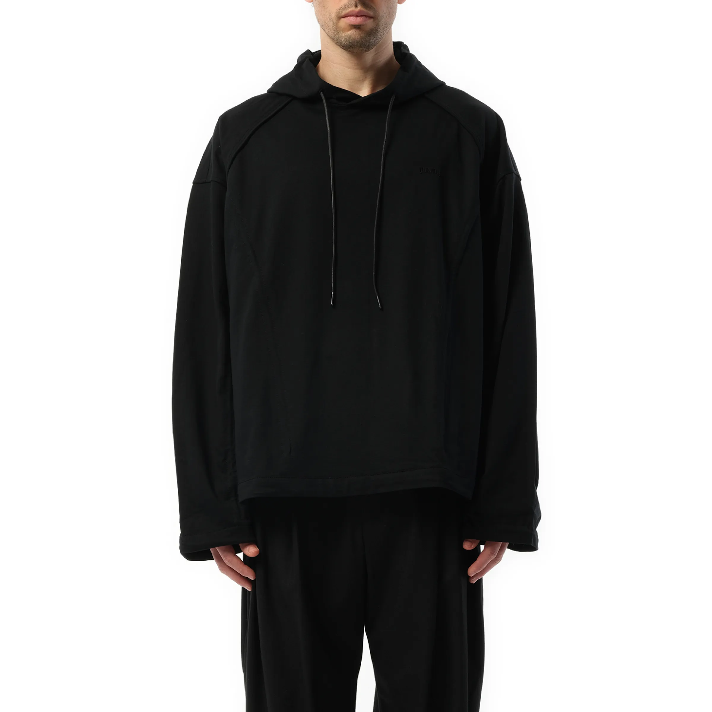 Multi String Over Hoodie in Black