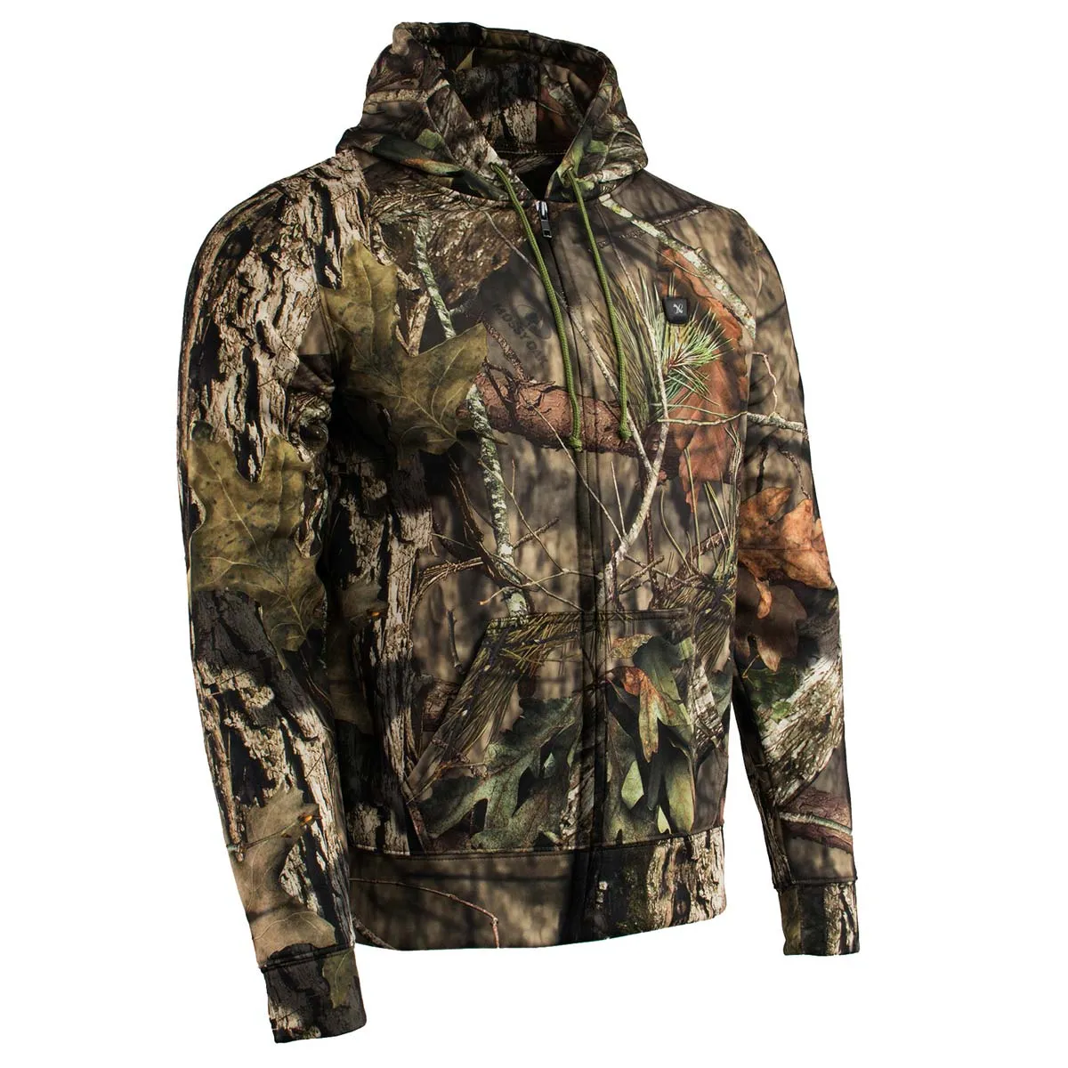 Nexgen Heat NXM1776SET Men's Camouflaged Heated Zipper Hoodies - Warming Camo Hoodie for Hunting w/ Battery