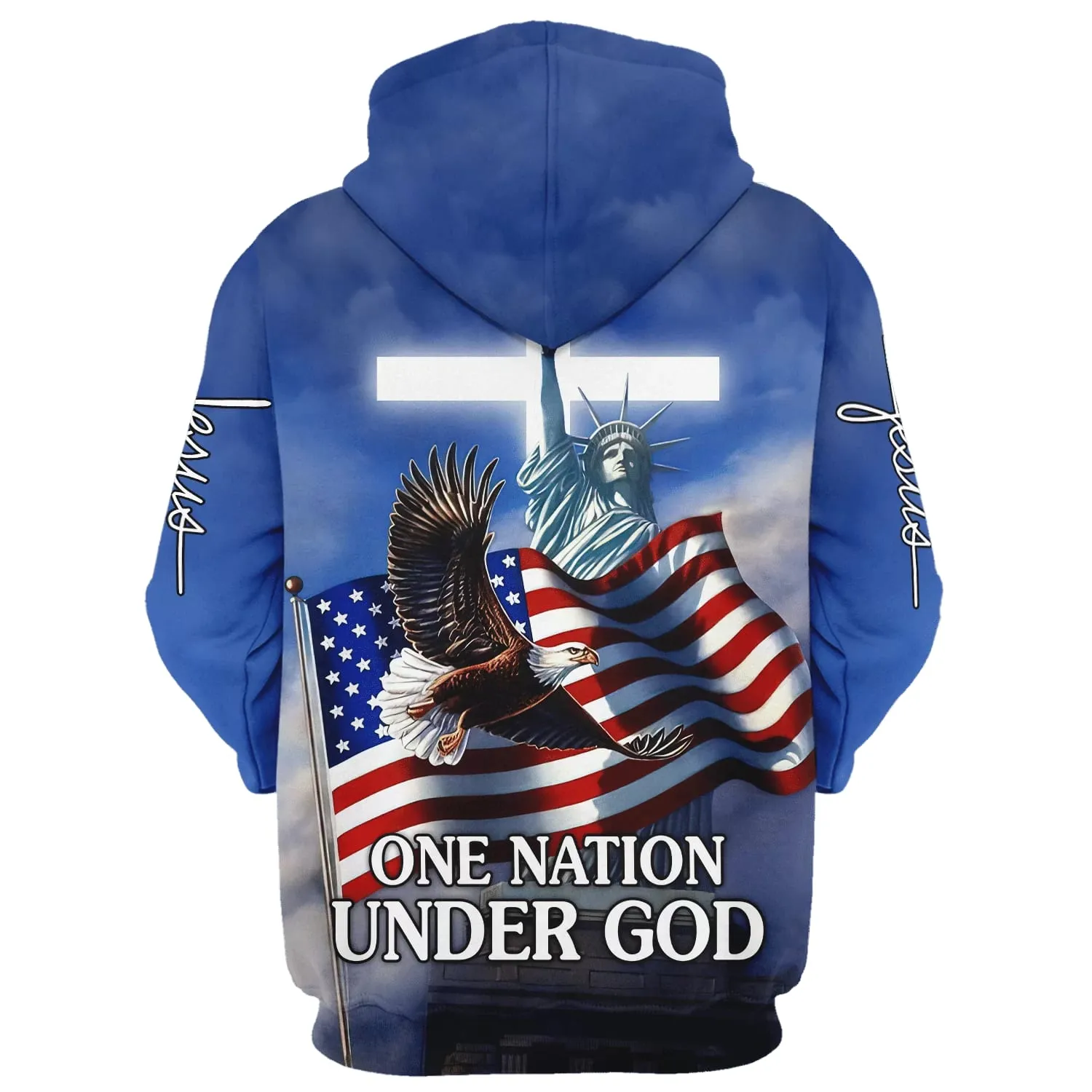 One Nation Under God American Flag Hoodie - Men & Women Christian Hoodie - 3D Printed Hoodie