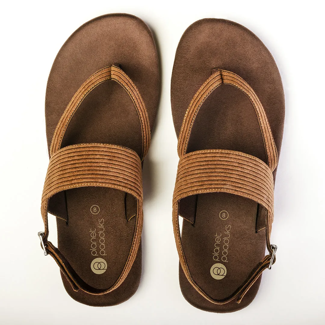 Paaduks Hiver Luxe - Thong-Strap Corduroy Brown Sandals