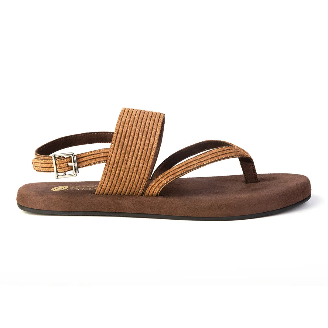 Paaduks Hiver Luxe - Thong-Strap Corduroy Brown Sandals