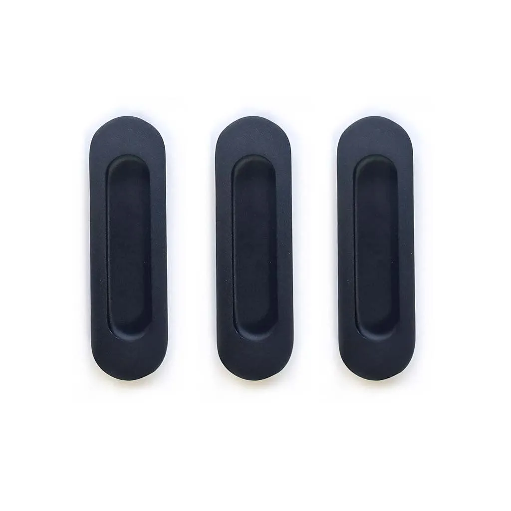 Pack of Three Burbank 120mm Sliding Door Oval Flush Pulls - Matt Black Finish