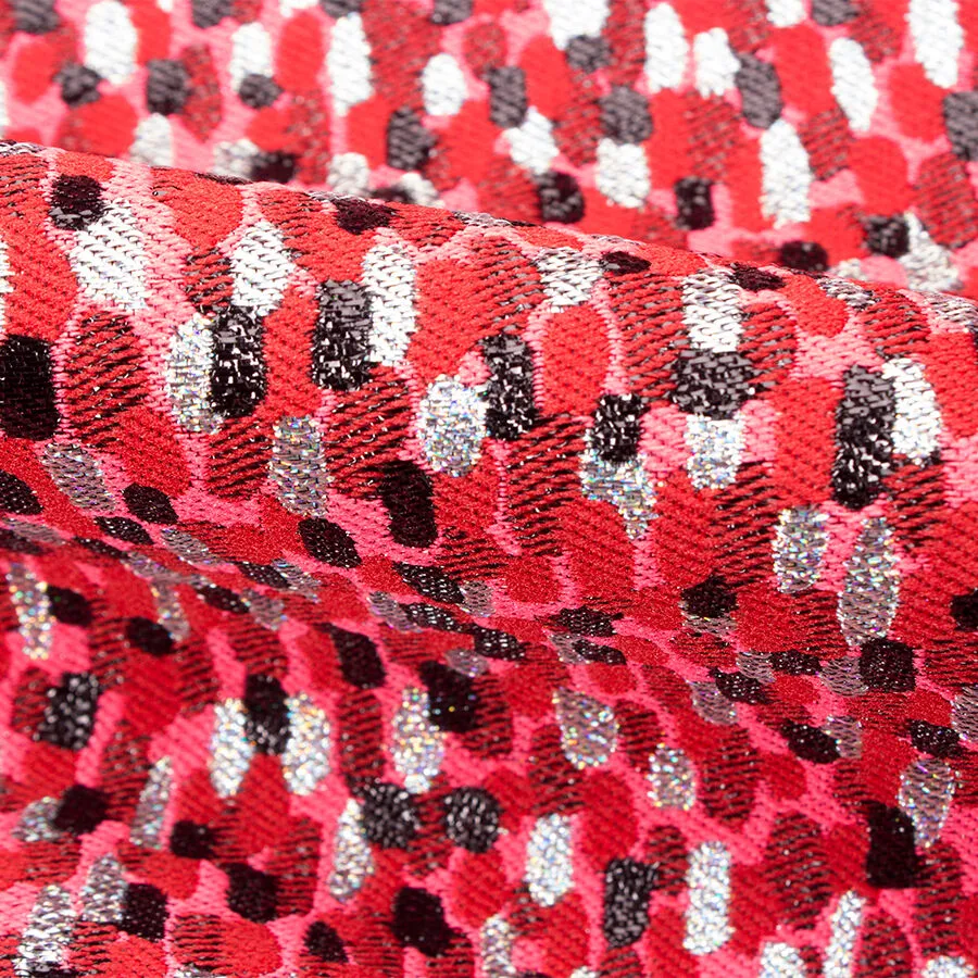 Pink/Red/Silver Metallic Brocade