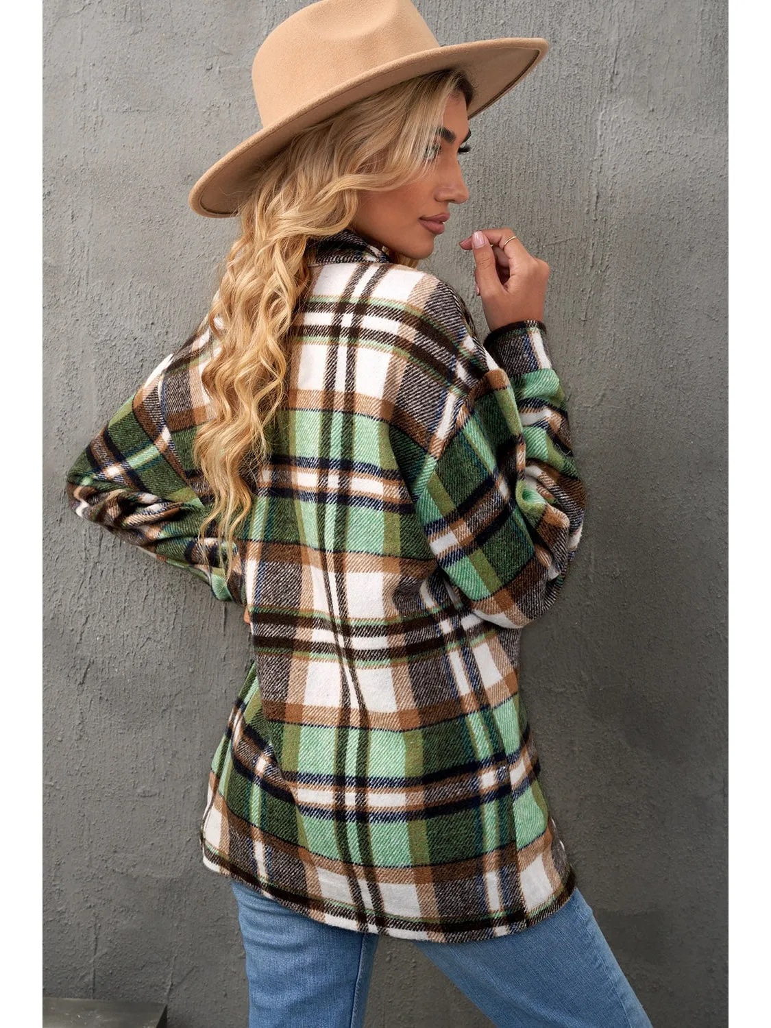 Plaid Pocketed Button Down Shacket