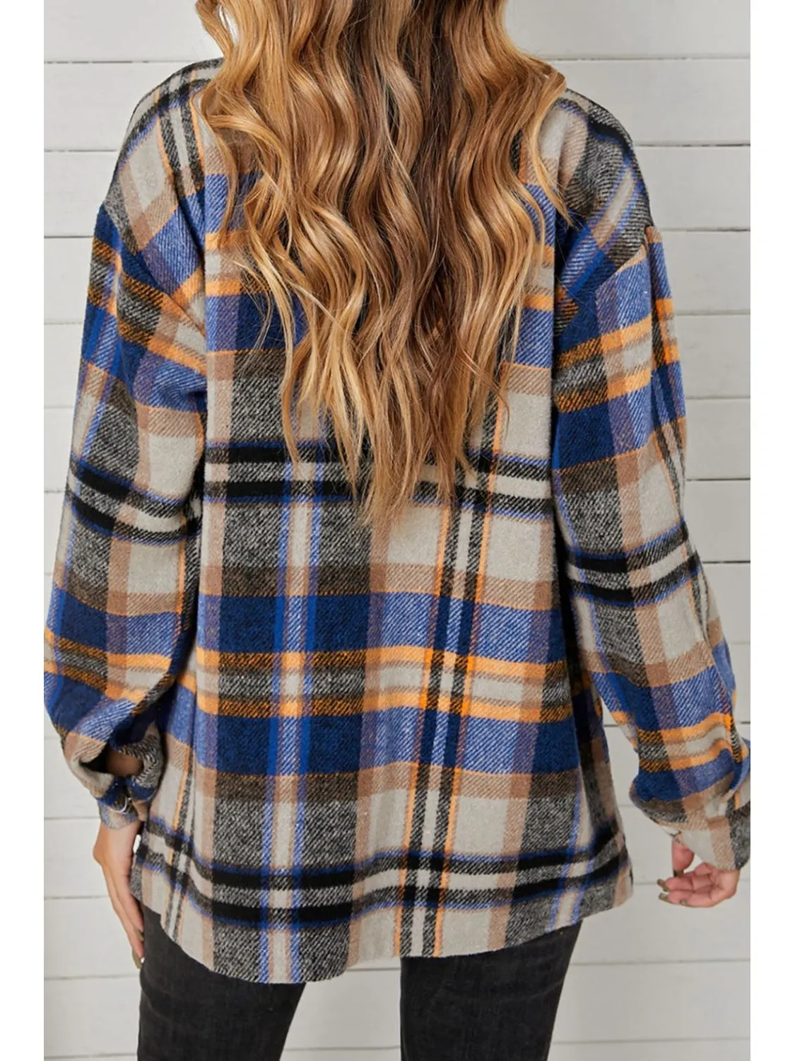 Plaid Pocketed Button Down Shacket