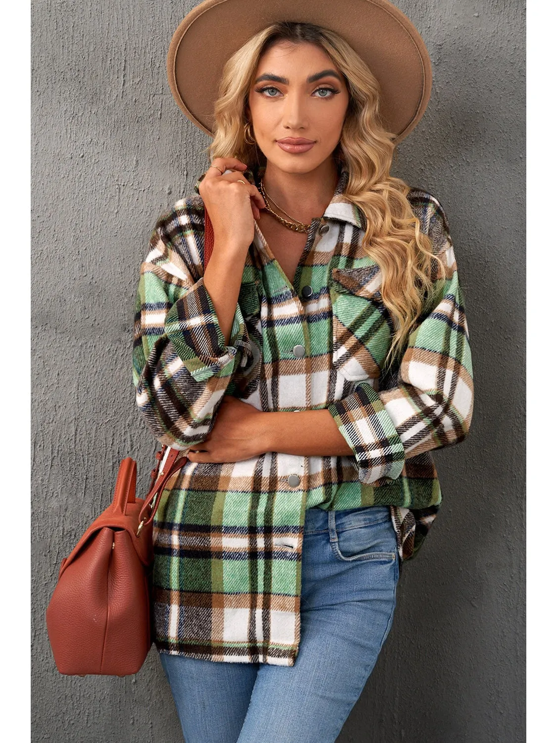 Plaid Pocketed Button Down Shacket