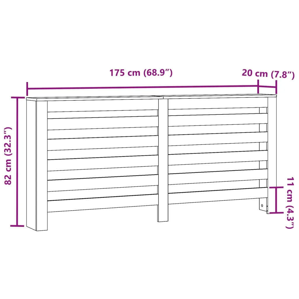 Radiator Cover Artisian Oak 175x20x82 cm Engineered Wood