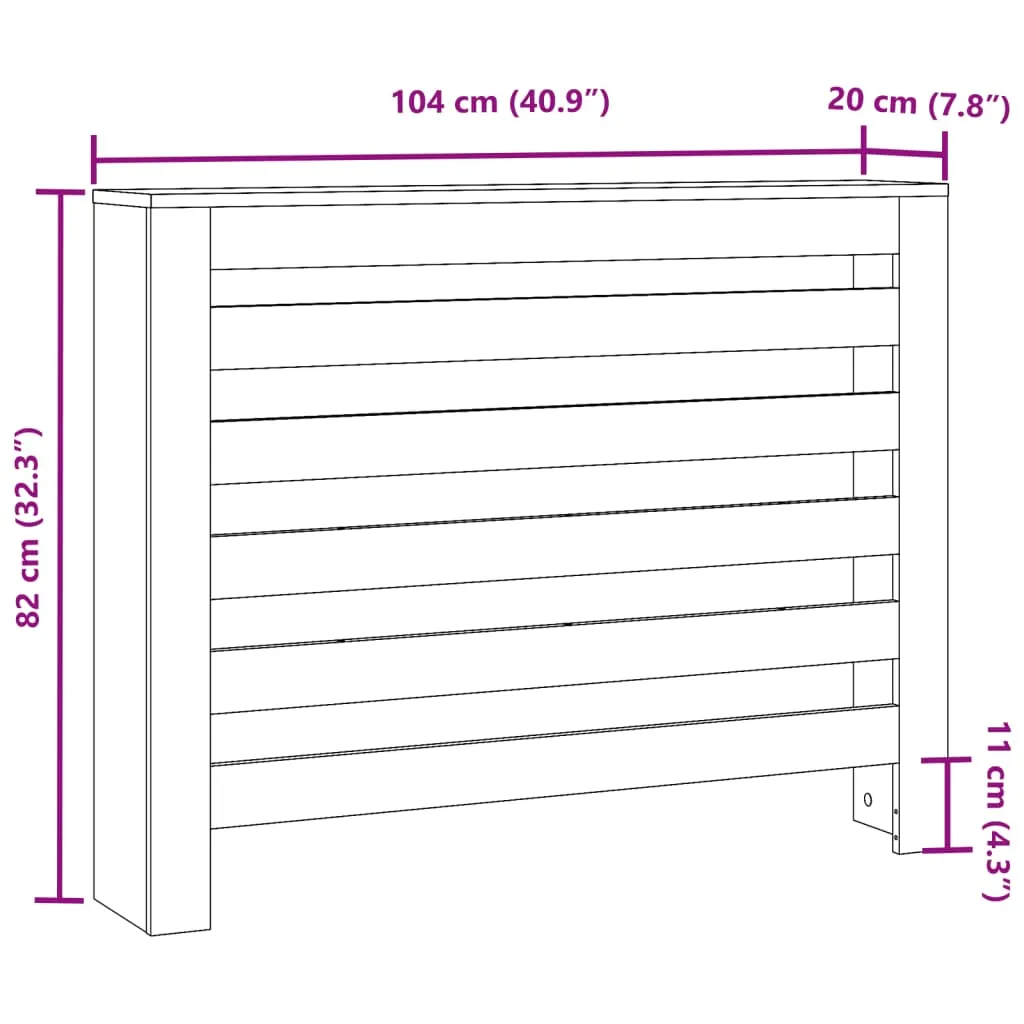 Radiator Cover Old Wood 104x20x82 cm Engineered Wood