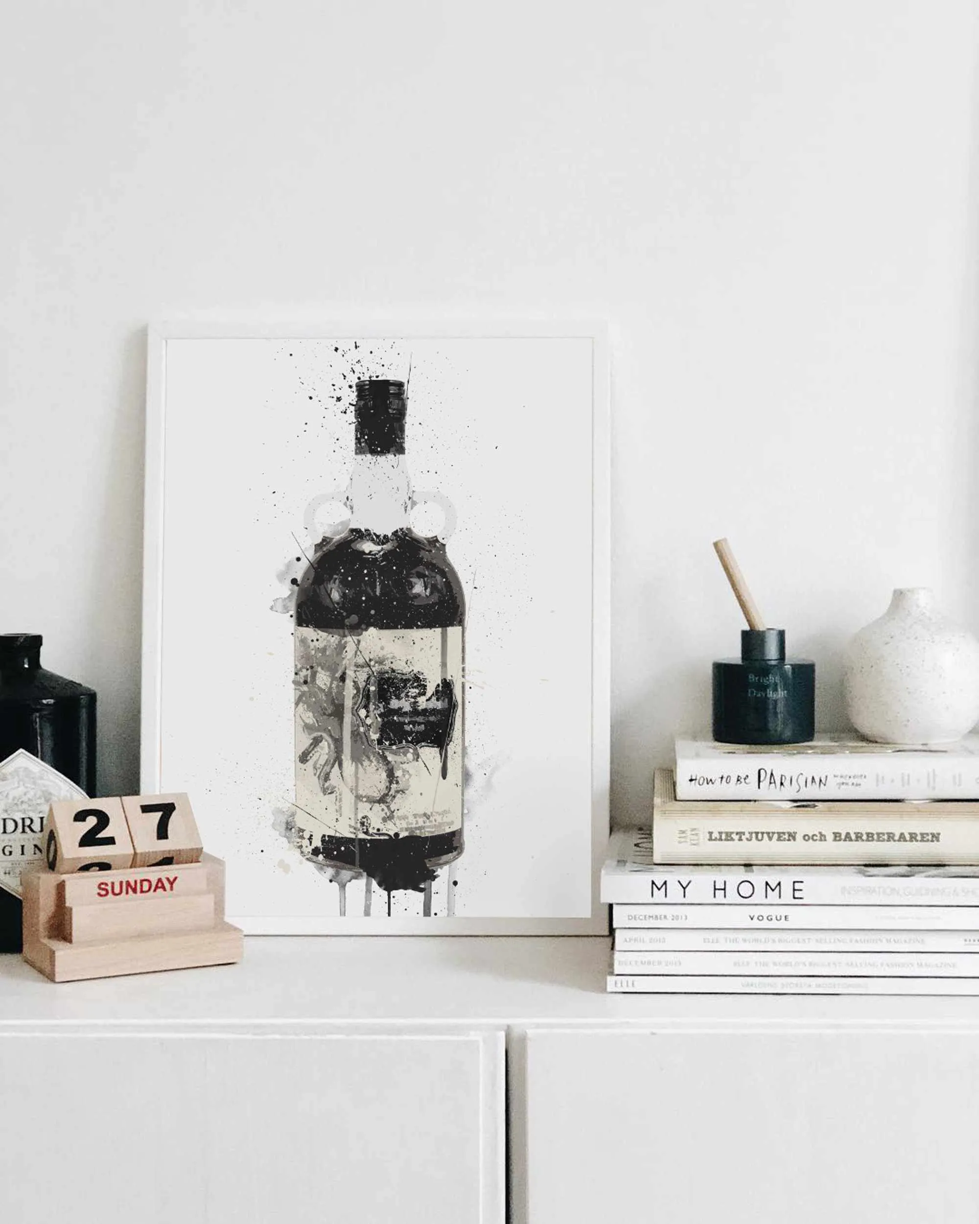 Rum Bottle Wall Art Print 'Black Squid'