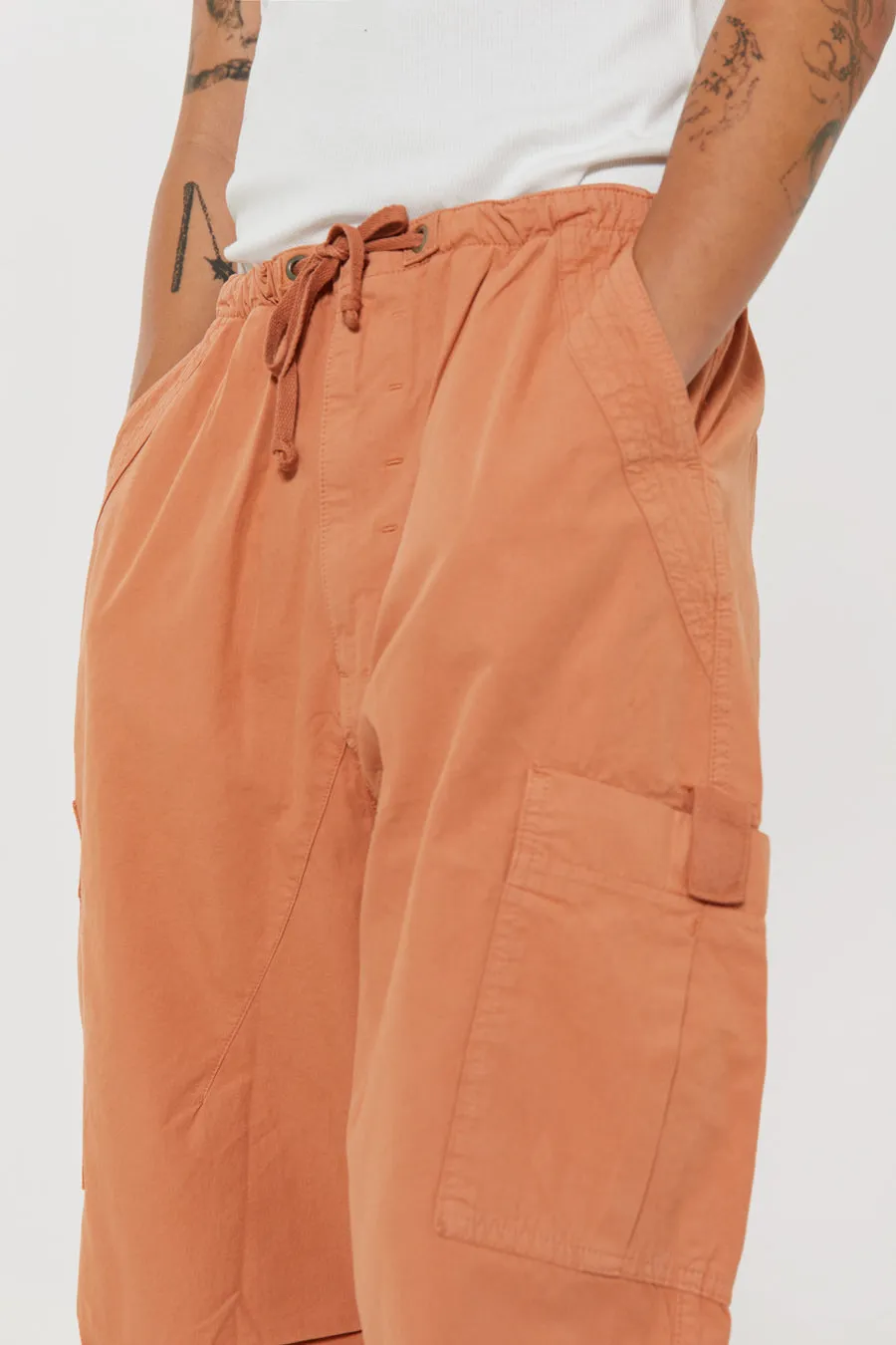 Rust Orange Parachute Cargo Pants