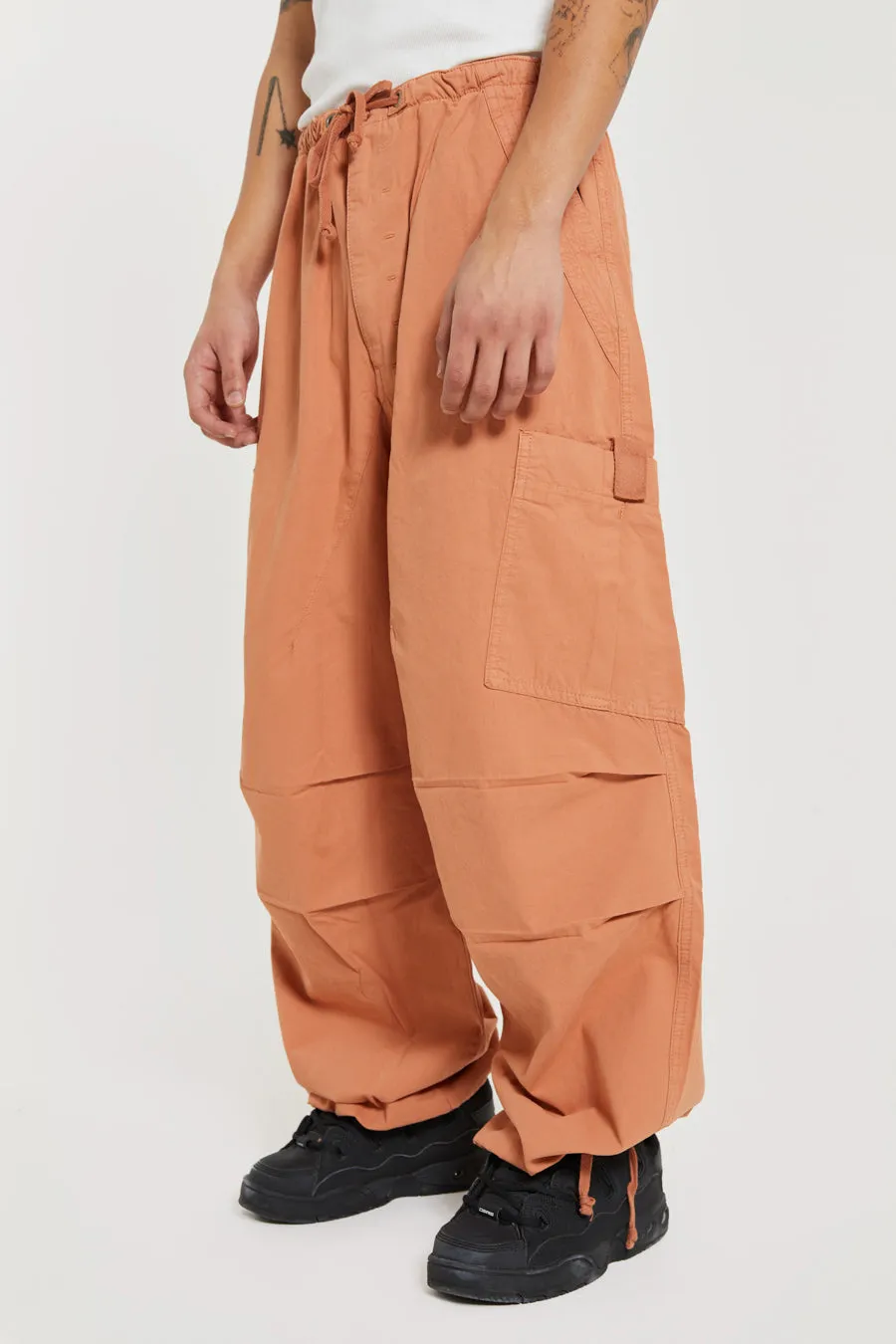 Rust Orange Parachute Cargo Pants