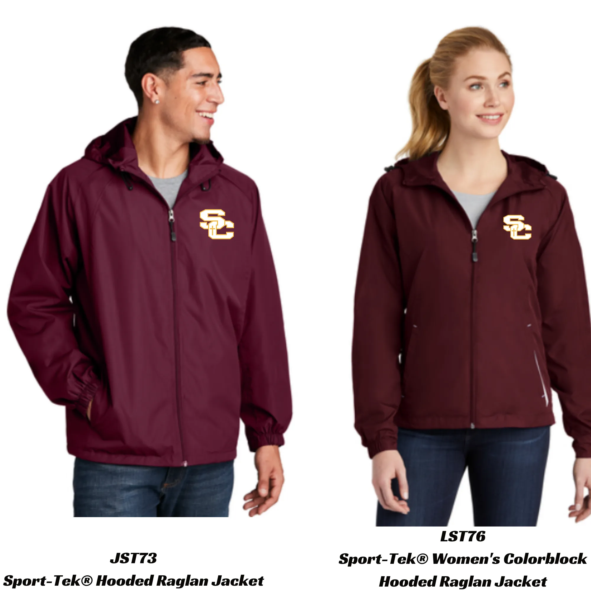 Salpointe Catholic Hooded Raglan Jacket in Women's or Men's cut